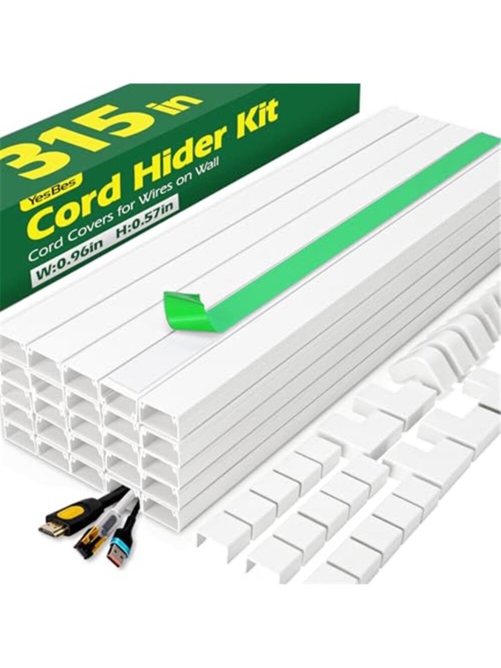 Cord Hider Kit 315in Wall Cable Cover Paintable Wire Organizer Self Adhesive